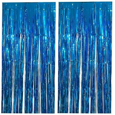 Imagem de 2 peças de decoração de festa pano de fundo 9,28 x 1,56 metros cortina de franja de folha tinsel streamamer fundos de fotos decorações penduradas para chá de bebê revelação de gênero aniversário