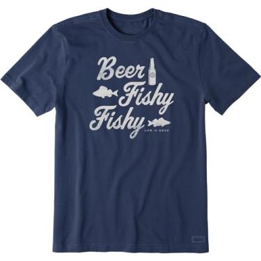 Imagem de Life is Good - Camiseta masculina Beer Fishy Fishy, Azul escuro, GG