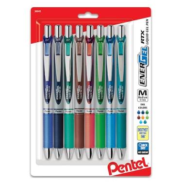 Imagem de Pentel Caneta de gel líquido retrátil EnerGel RTX (0,7 mm), ponta de metal, linha média, 2 tintas sortidas, pacote com 8 (BL77BP8M2)