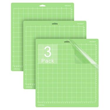 Imagem de Gwybkq Tapete de corte para Cricut (30 x 30 cm, 3 tapetes) Explore Air 2/Maker/Maker 3 adesivos adesivos padrão aderência verde tapetes de corte acessórios de substituição para artesanato