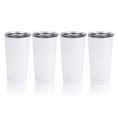 Imagem de MAIKESUB Pacote com 4 copos em branco de sublimação de aço inoxidável 590 ml copo de café de viagem com tampa de aço inoxidável isolado a vácuo copo de café de parede dupla caneca de viagem canecas de sublimação canecas