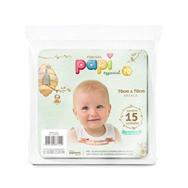 Imagem de Fralda Bebê Papi Especial Branca 70 x 70cm Com 15 Un