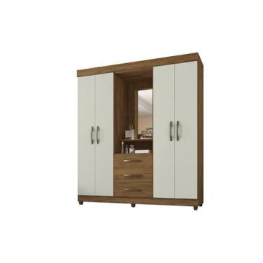 Imagem de Guarda Roupa Capela 4 Portas Freijó/Cinza Cristal - Fdecor - Móveis Le