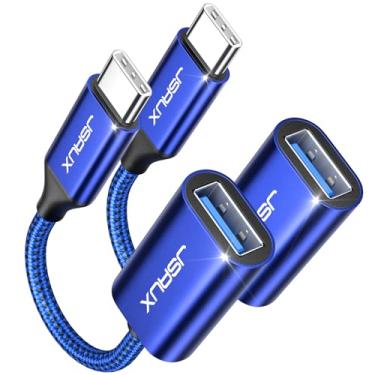 Imagem de JSAUX Adaptador USB C para USB [pacote com 2], cabo USB tipo C macho para USB 3.0 fêmea OTG - azul