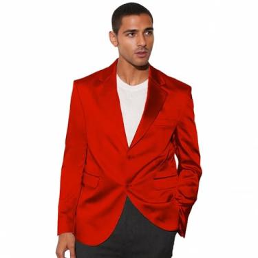 Imagem de Netsky Blazer masculino de cetim trespassado para homens, casual, leve, jaqueta de verão, casaco esportivo, Vermelho, P