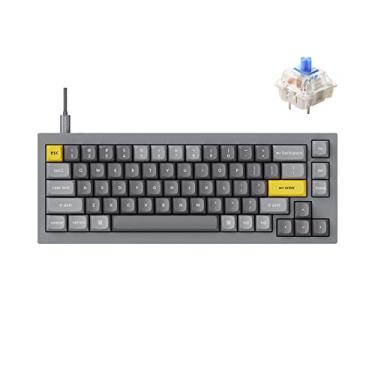 Imagem de Keychron Q2 Teclado mecânico personalizado com fio, macro programável QMK/VIA, alumínio completo, interruptor azul Gateron G Pro de troca a quente, 65% de layout de junta dupla compatível com Mac e