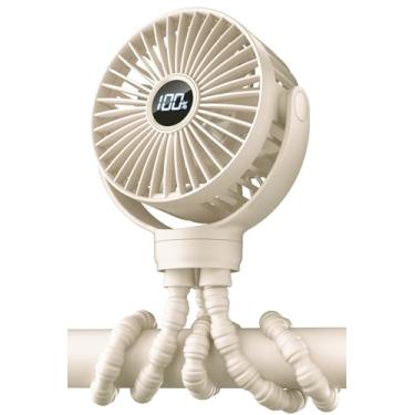 Imagem de KIDEE Ventilador de carrinho portátil, mini ventiladores de bebê operado por bateria, tela de LED com 3 velocidades, ventilador de clipe pequeno, ventilador de mesa recarregável por USB, ventiladores