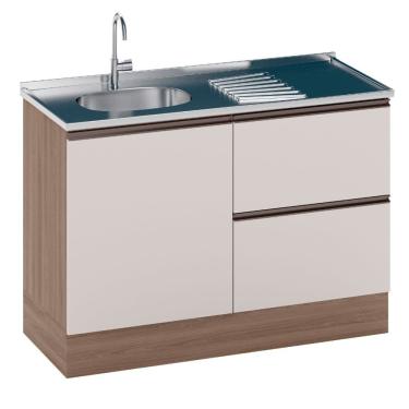 Imagem de Balcão ETNA para Pia Deslocada com Porta Talher 1 Porta e 3 Gavetas Poliman Moveis