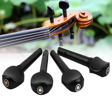 Imagem de Zetiling Cavilhas de violino, pino de afinação de corda de violino ébano 4/4 peças acessório de instrumento de substituição