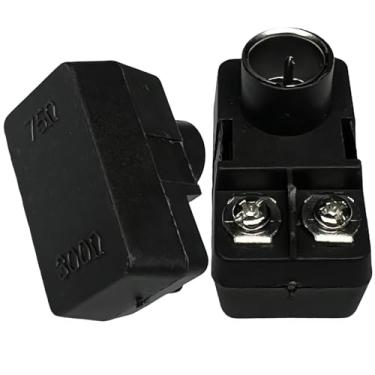 Imagem de Conector de antena de TV CESS tipo F Balão 300-75 ohm Transformador correspondente - Plugue F 300/75 ohm (2 pacotes)