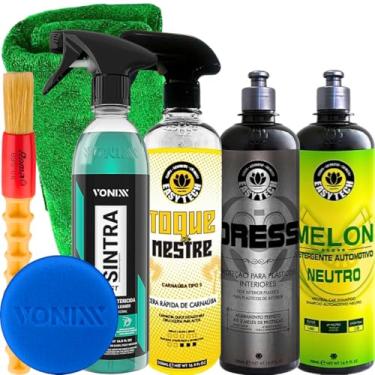 Imagem de Kit Lavagem Completa Shampoo Melon Cera Toque de mestre Revitalizador Dress Easytech Sintra Fast Vonixx