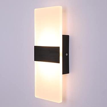 Imagem de Lightess Arandela de parede moderna 12W luzes de parede LED lâmpada de parede interna quarto luz montada na parede para sala de estar corredor, branco quente