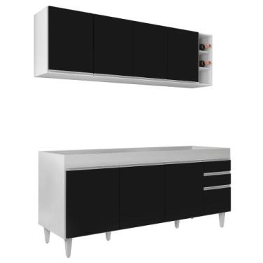 Imagem de Armário Nevada e Balcão para Pia 180cm Dallas Branco/Preto - Lumil - L