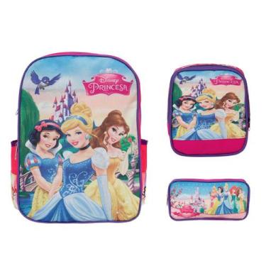 Imagem de Kit Mochila Infantil De Costas Estampa Princesas Juvenil - Toys 2U