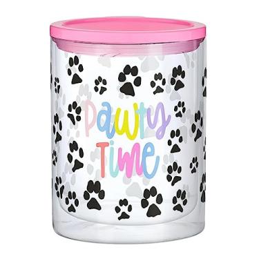 Imagem de Slant Collections Caneca térmica para viagem de acrílico com tampa para mãe de cachorro, 340 g, Pawty Time