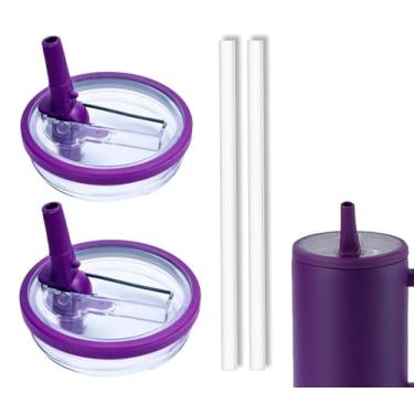 Imagem de Pacote com 2 tampas de copo de substituição de 1,134 g compatível com Stanley Quencher, tampas de copo resistentes a respingos à prova de vazamento, capa reutilizável para copo Stanley (roxo escuro)