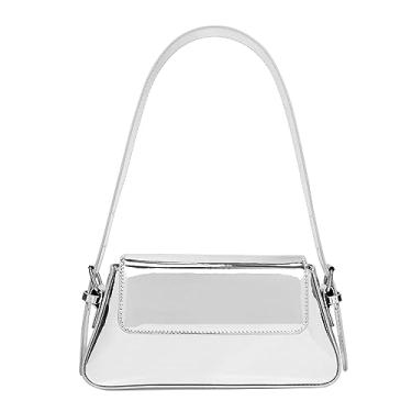 Imagem de Bolsa de ombro pequena feminina fofa Hobo bolsa clutch para noite Y2k bolsa prata brilhante para festa, formatura, casamento, Prata