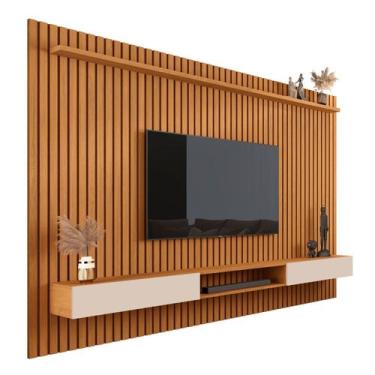 Imagem de Painel Ripado Com Nicho Bancada Amadeirado Para Sala 2m Versatil Tv At