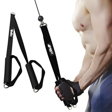 Imagem de Acessório de cabo de corda de tríceps para academia, acessório de tríceps para puxar para baixo, flexões, cabo de corda multitreino, acessório de máquina, alças de academia para cabos com 2