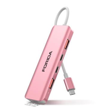Imagem de Adaptador Hub USB-C, com carregamento PD de 100 W, 2 entradas USB C 3.1 de 10 Gbps e 2 entradas de dados USB A 3.1, compatível com MacBook, Surface, XPS, Samsung, Dell e mais (ouro rosa)