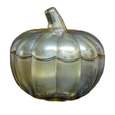 Imagem de Bomboniere/Potiche de Vidro c/Tampa Moranga Dourado 18x3cm - Nataluz