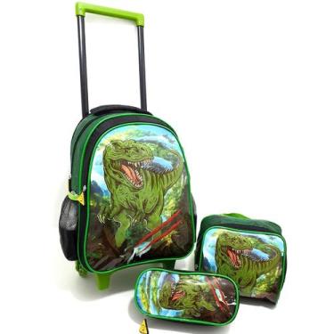 Imagem de Mochila Roda Jogo 3 Peças  Lancheira e Estojo Dino DL1392 - PLAT1