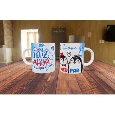 Imagem de Caneca de Porcelana   Sou feliz no amor e a culpa é sua  - Dia dos nam