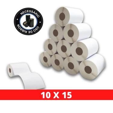 Imagem de Kit 10 Rolos Etiqueta Couchê 10 x 15 + 4 Ribbons 110mm x 74m - Padrão 