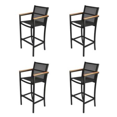Imagem de Kit 4 Banquetas Preta Alta Para Balcão Cozinha Amélia - Lux Móveis