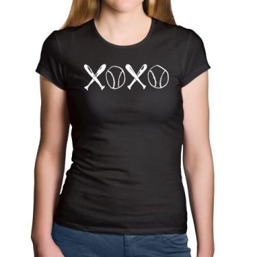 Imagem de Baby Look Algodão Xoxo Baseball - Foca na Moda, Preto, GGG