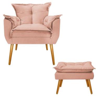 Imagem de Conjunto Poltrona Decorativa e Puff Zatti Palito Mel Sala de Espera Su