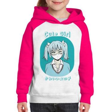 Imagem de Moletom Infantil Cute Girl - Foca na Moda, Branco, Rosa, 10