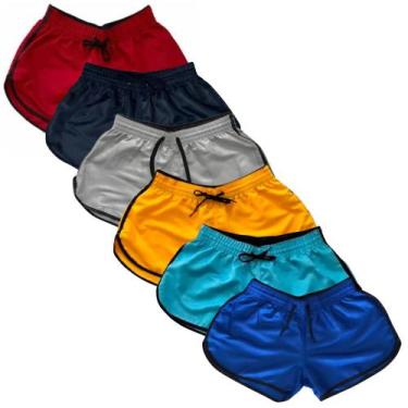 Imagem de Kit 6 Short Feminino Tactel Liso Moda Praia Shortinho Verão - Relaxado