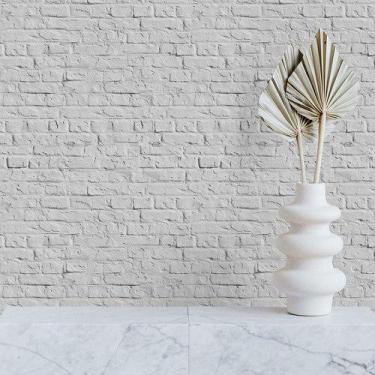 Imagem de Papel De Parede Adesivo Lavável Tijolinho Rústico Branco 3m - Leliz Pa