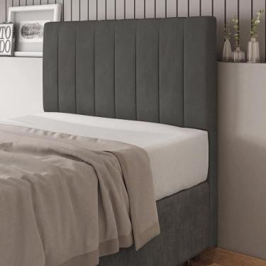Imagem de Cabeceira Casal 140cm Carla Veludo Cinza Com Frame Patoti Móveis - Ita