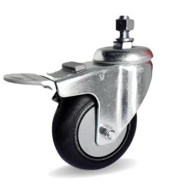 Imagem de Rodizio Giratório espiga 5 pol. com freio roda pvc com rolamento - Top