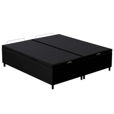 Imagem de Base Cama Box Baú Casal Queen 158cm Hit I02 Corano Preto - Mpozenato, 