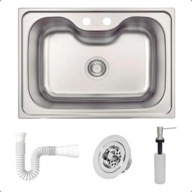 Imagem de Cuba Morgana 60 FX Tramontina Inox Acetinado 69x49cm, Dosador de Sabão