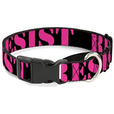 Imagem de Buckle-Down Coleira para cachorro martingale - estêncil resistente preto/rosa - 3,8 cm de largura - serve para pescoço de 45,7 a 81,2 cm - Grande
