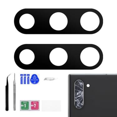 Imagem de BESJMYT Pacote com 2 para Samsung Galaxy Note 10, lente de vidro para câmera traseira, adesivo de substituição, com kit de reparo de ferramenta de reparo completo Pinça pano de poeira para Note 10