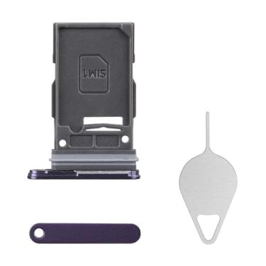 Imagem de BESJMYT Substituição da bandeja do cartão SIM para Samsung Galaxy S24 (versão SIM único) Adaptador de suporte de compartimento para cartão violeta cobalto com ejetor de agulha para S24 SM-S921U