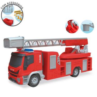 Imagem de Brinquedo Caminhão Bombeiro Infantil Iveco c/ Acessórios - Usual Brinq