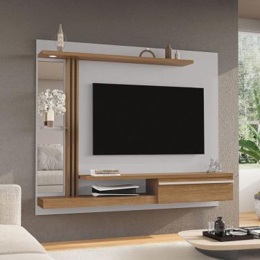 Imagem de Painel para TV Até 55 Polegadas Denver 1 Porta com Led Naturallle/Off White - Móveis Bechara