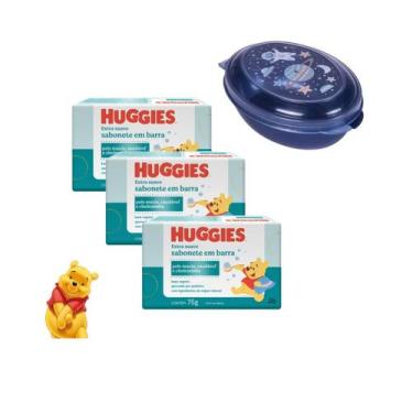Imagem de Kit 3 Un Sabonete Barra Infantil Huggies Extra Suave 75g, Acompanha Sa