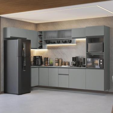 Imagem de Armário De Cozinha Compacta De Canto Suspenso 465cm Nice Madesa 02 Cinza