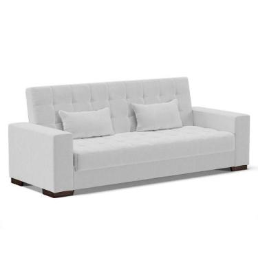Imagem de Sofá Cama 02 Lugares Linho Cinza Pés De Madeira - DROSSI