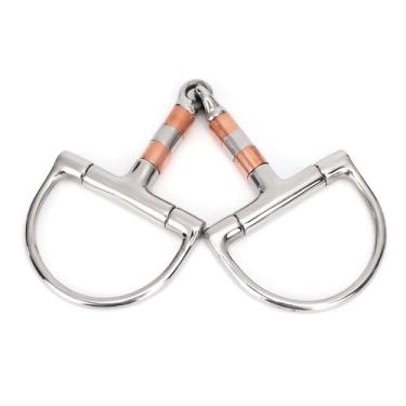 Imagem de MUNEFE Boca de Rolo de Aço Inoxidável Snaffle Bit, D Rings Snaffle Bit Rolos, Snaffle Bit Rolos de Cobre para Treinamento de Equitação de Competição
