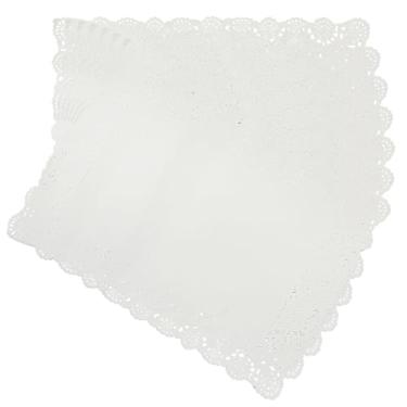 Imagem de Bonsicoky Pacote com 100 toalhas de papel retangulares - Doilies de papel de renda branca para alimentos - Jogo americano descartável para decoração de festa de aniversário e casamento - 30 x 40 cm
