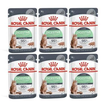 Imagem de KIT Ração Úmida Sachê Royal Canin Gatos Digestive Patê 6X85g