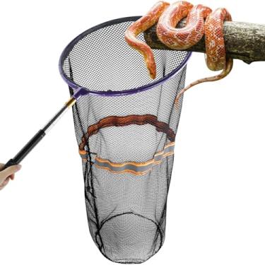 Imagem de Rede apanhadora de cobras, ferramenta de manuseio de agarrador de cascavel, rede de fechamento de réptil, ferramenta de agarrar cobra com vara telescópica de 40,6 cm a 152,4 cm, anel de 30,5 cm